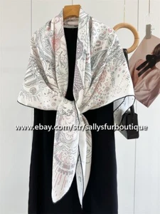 Sallys Boutique Pure Twill Silk Wrap Scarf Stole Carriage Print Square Shawl 53" - Picture 1 of 23