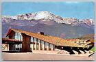 Palmer House Colorado Springs CO Motel Snowcapped Mountains Vintage Pocztówka UNP