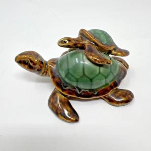 Vintage Mother & Baby on the back Ceramic Sea Turtles - Picture 1 of 4