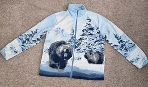 Atlas For Men Bear Print Full-Zip Fleece Jacket UK M Light Blue Outdoor Rare VGC - Bild 1 von 24