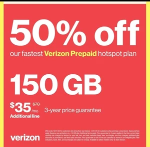 VERIZON Unlimited Data Plan 150GB @ 4G LTE / 5G ($35 A MONTH ) 1!!!! SALE !!!!!! - Picture 1 of 2