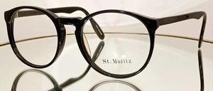 Vintage ST. MORITZ TRUMAN Eyeglasses BLACK New Plastic 51-18-145 Hong Kong - Picture 1 of 14