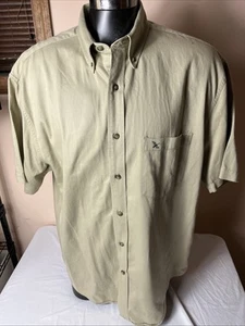 Eddie Bauer Khaki Cotton Safari Camp Short Sleeve Shirt Size Medium - Picture 1 of 11