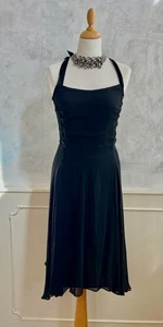 WHISTLES Black 100% SILK Halter Neck Cross Over Back Occasion Midi Dress 10 - Picture 1 of 9