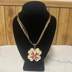 Rare Italian Capodimonte Floral Porcelain Necklace Pendant Peppers - Picture 1 of 7