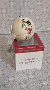 Baby's First Christmas Ornament Baby Girl/Boy White Glass Ball Undated Holiday  - Picture 1 of 6
