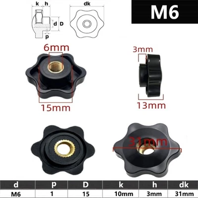 M6 (6mm) 32mm Sterngriff Sternmutter Klemmmutter Sternschraube Flügelmutter - Bild 1 von 2