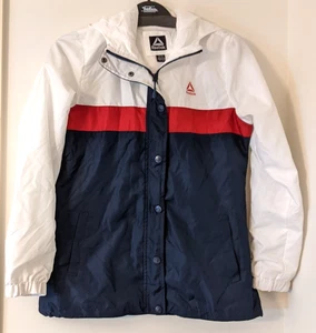 Reebok Hooded Windbreaker Jacket Red White Blue Zip & Snaps Mens Size M - Picture 1 of 12
