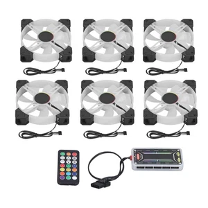6x Computer Case Fan 120mm Ultra Quiet Adjustable Color RGB PC Computer Case NEW - Afbeelding 1 van 12