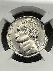 1996 P Jefferson Nickel 5C NGC Mint Error Clipped Planchet Curved Clip - Picture 1 of 6