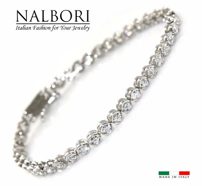 Tennis Bracciale tutto vero argento 925 cipollino 3mm certificato 18cm brillante - Immagine 1 di 3