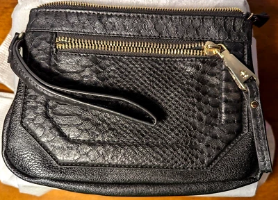 JLO Clutch/Wristlet Bag With Zipper, faux leather, black - Image 1 of 4