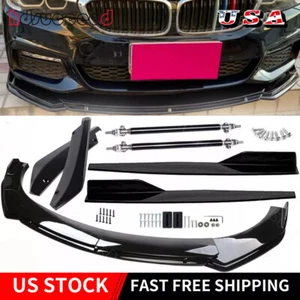 Fits BMW Front Rear Bumper Lip Spoiler Splitter Body Kit Side Skirt Glossy Black - Picture 1 of 20