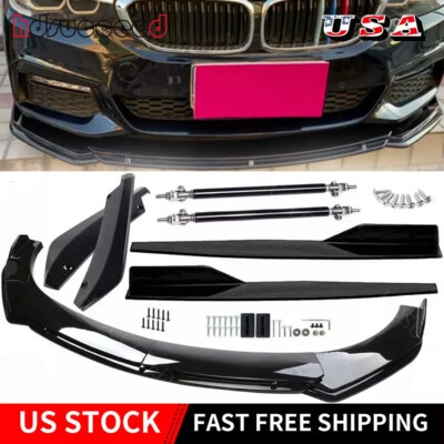 Fits BMW Front Rear Bumper Lip Spoiler Splitter Body Kit Side Skirt Glossy Black - Image 1 of 4