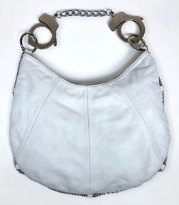 Cuffz by Linz White Leather Handcuff Purse Y2K 2000s Vintage Bag 14" Rare Iconic - Picture 1 of 11