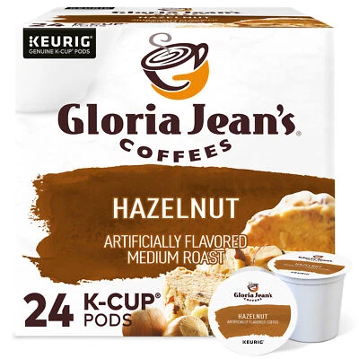 Gloria Jean's Hazelnut Coffee, Keurig K-Cup Pod, Medium Roast, 24 Count