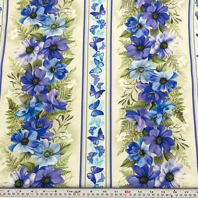 Floral Garden Stripe Michael Miller Fabrics Cotton by the HALF YARD - Image 1 of 2