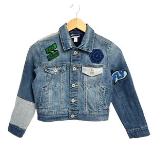 Cat & Jack Boy's "Be A Hero" Blue Denim Patch Jacket Size S (6/7) - Picture 1 of 12