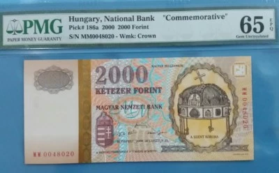 2000 Hungary 2000 Forint PMG65 EPQ GEM UNC  <P-186a> " Commemorative " - Image 1 of 2
