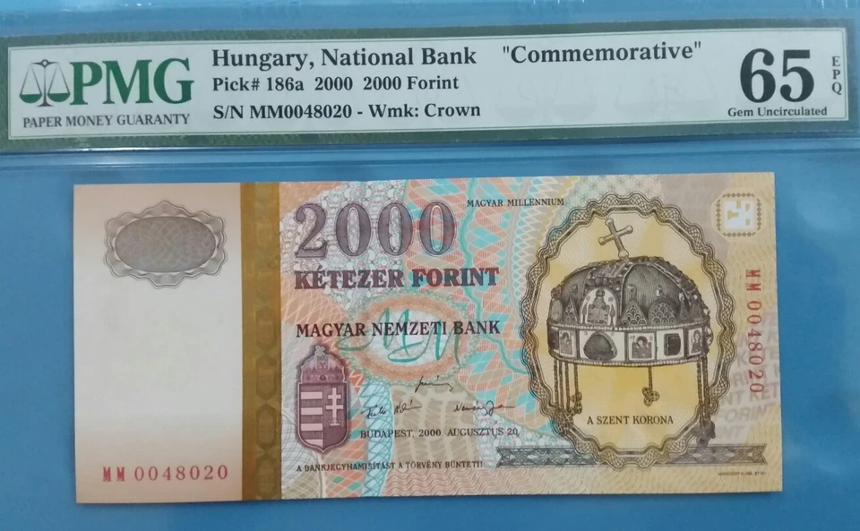 2000 Hungary 2000 Forint PMG65 EPQ GEM UNC  <P-186a> " Commemorative " - Image 1 of 2