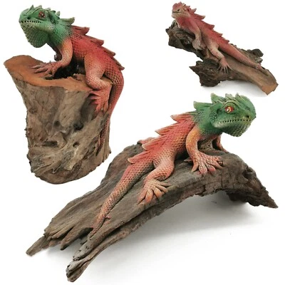 Deko Leguan Figur Holz Eidechse Echse Dekofigur Reptilien Terrarium Salamander - Bild 1 von 3