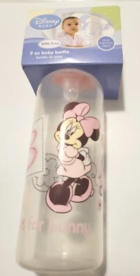 NUEVO-Minnie Mouse bebé Disney vintage. Biberón 9oz libre de BPA. "B" ES PARA CONEJITO. Foto 1 de 2