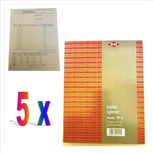 5 blocco nota spese 50x2 autocopiante duplice copia 16x22  - Picture 1 of 3