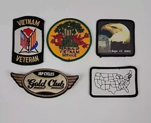 Lot Of 5 Vintage Patches, Vietnam Veteran, J&P Cycles Gold Club, Sept 11 Eagle - Picture 1 of 12