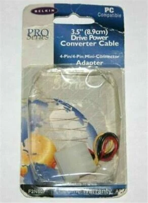 Belkin 3.5" Drive Power Converter Cable Molex 4 Pin / Mini-Connector Adapter New - Image 1 of 3