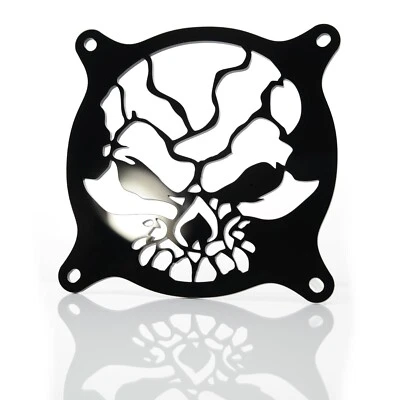 Custom 120mm FRACTURED SKULL Computer Fan Grill Gloss Black Acrylic Cooling Mod - Image 1 of 2