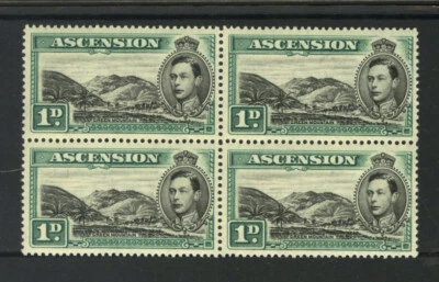 M1424 Ascension 1938 SG39 - 1d black & green in a block of 4. - Image 1 of 2