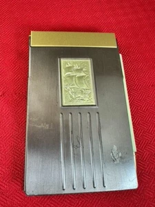 VTG Metal Brown Art Deco Desk Notepad & Magnetic Pencil Set Retro Office - Picture 1 of 8