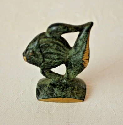 Fisch Messing Bronze 93g Tier Figur Skulptur Statue Bosse Baller alt vintage 1 - Bild 1 von 4