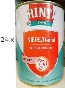 24 x 400 g RINTI Canine Niere / Renal (€ 5,99/kg) mit Rind Diät-Hundefutter - Bild 1 von 1