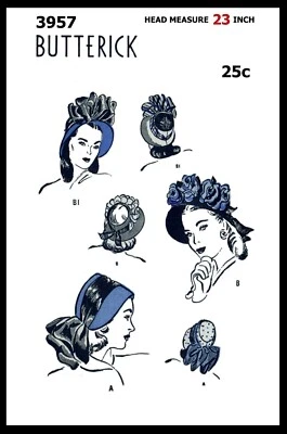 BUTTERICK 3957 Hat Pattern Victorian Bonnet UNPRINTED - Image 1 of 4