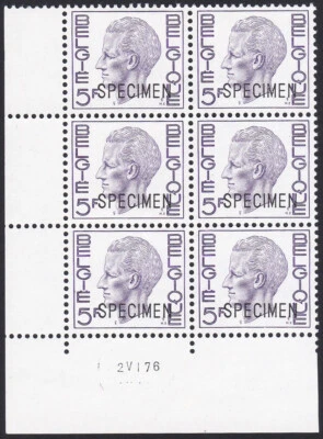 Specimen, Belgium Sc756 King Baudouin, Block of 6 - Image 1 of 2