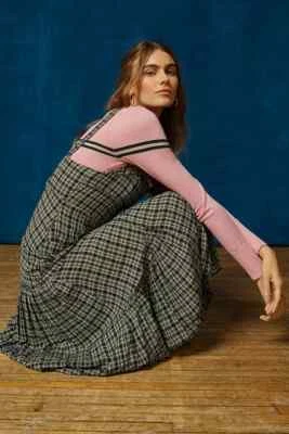 Vestido Midi Urban Outfitters BDG Cameron Plisado Calce y Acampanado Talla L Nuevo con Etiquetas Foto 1 de 4