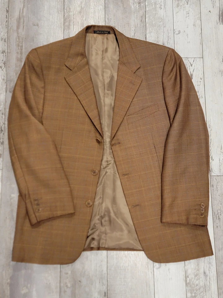 40R Men's Vintage Trussini Italian Blazer Copper Saddle Brown Wool Sport Coat - Image 1 of 4
