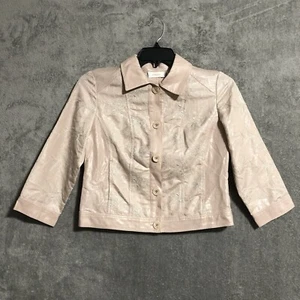 Chicos Lagenlook Jacket 3/4 Sleeve Embroidered Blush Pink Size 0 Chest 37 in - Picture 1 of 10