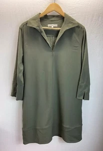 Vestido Camisa Popover Verde Ejército Ann Mashburn Talla M Diseñador lagenlook Largo slv - Imagen 1 de 12