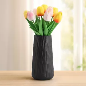 Ceramic Vase for Home Decor, Black Vase for Decor, Modern Art Texture Flowers... - Picture 1 of 9