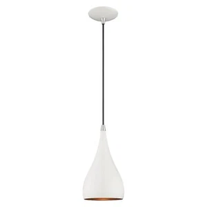 Livex Lighting 41171-69 Metal Shade - 6.25" One Light Mini Pendant, Shiny Whi... - Picture 1 of 9