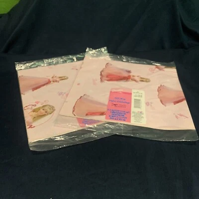 LOT OF 2 NEW Hallmark BARBIE 2001 PINK Gift Wrapping Paper 2 Sheets SEALED - Image 1 of 3