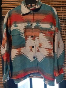 New distressed azteca/western design button-up shacket unisex size 4xl - Picture 1 of 5