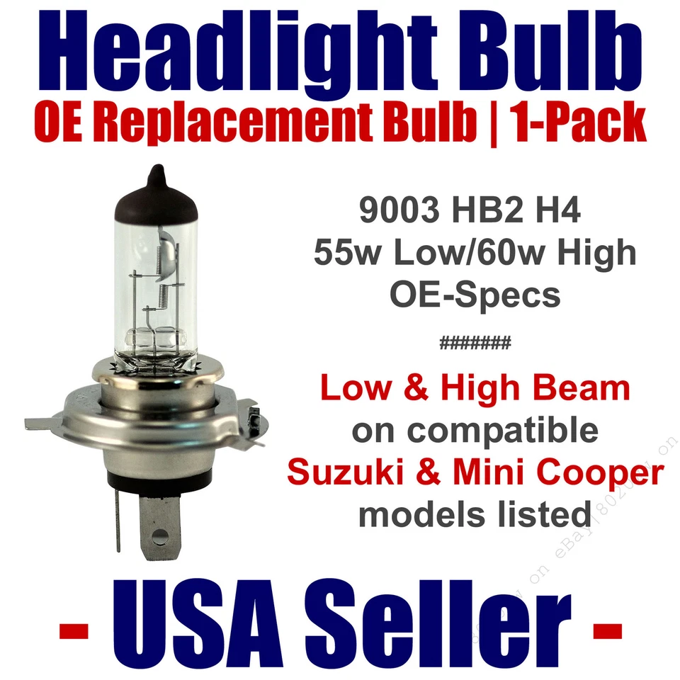 Bombilla de faro de repuesto baja/alta para Suzuki/Mini Cooper modelos 9003 enumerados Foto 1 de 1