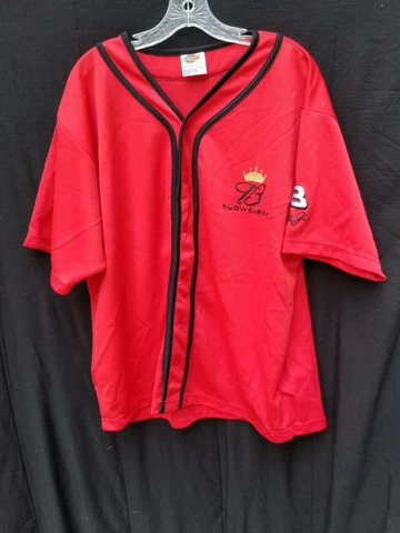 Mens Winners Circle Red Black White Dale Jr. Short Sleeve Button Front Jersey XL Cover
