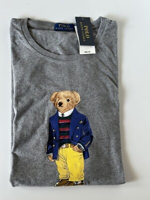 Ralph Lauren Polo Bear Tennis T Shirt Gray XXL Vintage Brand New