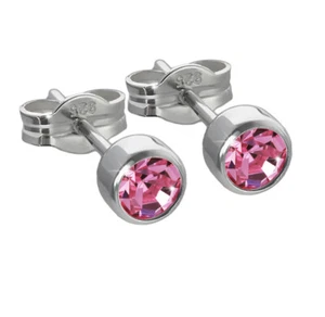Par de pendientes de plata de ley 925 4,5 mm rodinizado circonita mujer hombre nuevos - Imagen 1 de 18