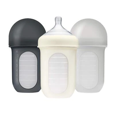 Boon Nursh Baby Bottles Pack of 3 Gray Silicone Air Free Feeding Bottles - Image 1 of 4