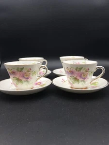 Set Of 4 Royal Doulton Hand paint Passion Flower Tea Cups And Saucers Signed - Picture 1 of 16